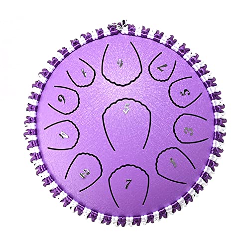 Zungentrommel, Handtrommeln Instrumente Handpan Drums Zungentrommel for Erwachsene 11 Noten 7 Zoll Steel Drums Tank Drum(Purple,Shell) von MYXJX