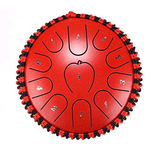 Zungentrommel, Handtrommeln Instrumente Handpan Drums Zungentrommel for Erwachsene 11 Noten 7 Zoll Steel Drums Tank Drum(Red,Apple) von MYXJX