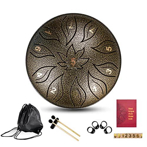Zungentrommel, Leaf Anfänger 6 Zoll tragbare Percussion-Handpan-Trommel for Erwachsene/Kinder, Universal-Set(Brown) von MYXJX