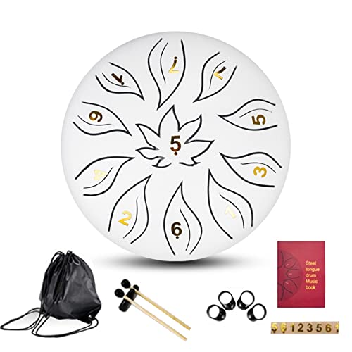 Zungentrommel, Leaf Anfänger 6 Zoll tragbare Percussion-Handpan-Trommel for Erwachsene/Kinder, Universal-Set(White) von MYXJX