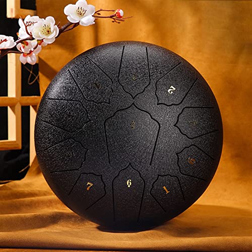 Zungentrommel, Multitimbrales Zungentrommel-Set, 10 Zoll süßes Handpan-Trommel-Set mit Eiscreme-Muster, kleine/mittlere/große Stahlzungentrommel(Black) von MYXJX