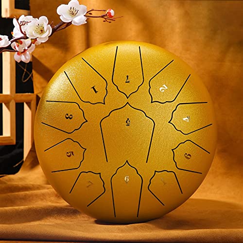 Zungentrommel, Multitimbrales Zungentrommel-Set, 10 Zoll süßes Handpan-Trommel-Set mit Eiscreme-Muster, kleine/mittlere/große Stahlzungentrommel(Gold) von MYXJX