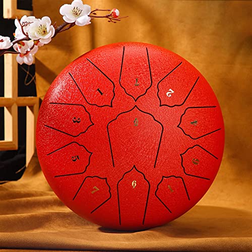 Zungentrommel, Multitimbrales Zungentrommel-Set, 10 Zoll süßes Handpan-Trommel-Set mit Eiscreme-Muster, kleine/mittlere/große Stahlzungentrommel(Red) von MYXJX