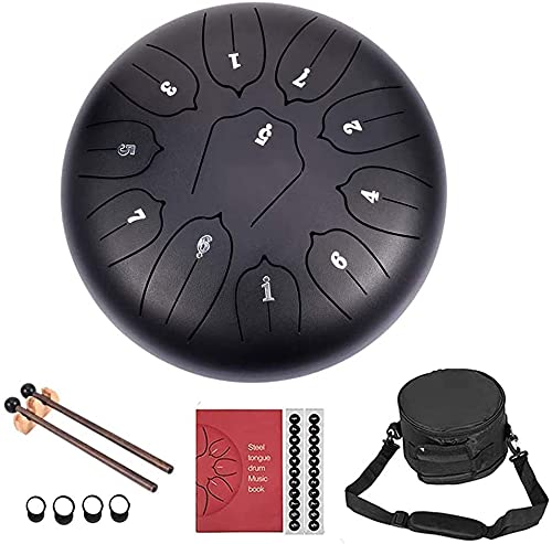 Zungentrommel, Stahl 10 Zoll 11 Töne, Handpan-Trommel mit Trommelstöcken, Tasche, Fingerschutz, Schlaginstrument for musikalische Yoga-Meditation Zungentrommel, Stahl 10 Zoll 11 Töne, Handpan-Trommel mit Trommelstöcken, Tasche, Fingerschutz, Schlaginstrument for musikalische Yoga-Meditation von MYXJX