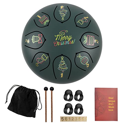 Zungentrommel, Weihnachten 6 Zoll buntes Weihnachtsmuster Trompete Handpan Trommel, tragbares Set(Grey) von MYXJX