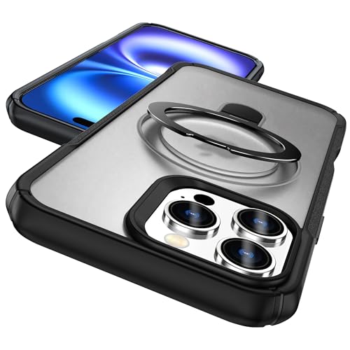 MYY Schutzhülle für iPhone 16 Pro Max, mit magnetischem, unsichtbarem Ständer, militärischer Fallschutz, kompatibel mit MagSafe; stoßfest für iPhone 16 Pro Max Handyhülle (Schwarz + transparentes Weiß MYY Schutzhülle für iPhone 16 Pro Max, mit magnetischem, unsichtbarem Ständer, militärischer Fallschutz, kompatibel mit MagSafe; stoßfest für iPhone 16 Pro Max Handyhülle (Schwarz + transparentes Weiß von MYY