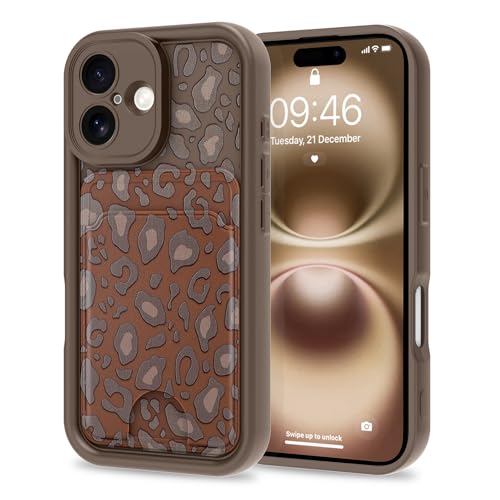 MZELQ Kompatibel mit iPhone 16 Hülle, Silikon-Kartenhalter, niedliches Muster, Leopardenmuster, Geparden-Schutzhülle für Mädchen und Frauen, Braun MZELQ Kompatibel mit iPhone 16 Hülle, Silikon-Kartenhalter, niedliches Muster, Leopardenmuster, Geparden-Schutzhülle für Mädchen und Frauen, Braun von MZELQ