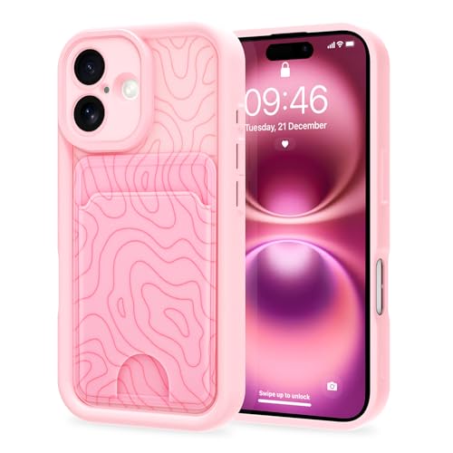 MZELQ Kompatibel mit iPhone 16 Hülle, Silikon-Kartenhalter, niedliches Muster, gewellte Hülle für Mädchen und Frauen, Rosa MZELQ Kompatibel mit iPhone 16 Hülle, Silikon-Kartenhalter, niedliches Muster, gewellte Hülle für Mädchen und Frauen, Rosa von MZELQ