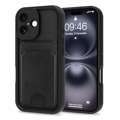 MZELQ Kompatibel mit iPhone 16 Hülle, Silikon-Kartenhalter, niedliches Muster, gewellte Hülle für Mädchen und Frauen, Schwarz MZELQ Kompatibel mit iPhone 16 Hülle, Silikon-Kartenhalter, niedliches Muster, gewellte Hülle für Mädchen und Frauen, Schwarz von MZELQ