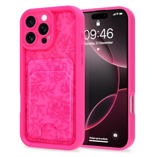 MZELQ Kompatibel mit iPhone 16 Pro Hülle, Silikon-Kartenhalter, niedliches Muster, Rose, Blume, Abdeckung für Mädchen und Frauen, Hot Pink MZELQ Kompatibel mit iPhone 16 Pro Hülle, Silikon-Kartenhalter, niedliches Muster, Rose, Blume, Abdeckung für Mädchen und Frauen, Hot Pink von MZELQ