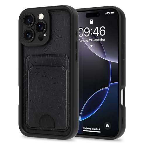 MZELQ Kompatibel mit iPhone 16 Pro Max Hülle, Silikon-Kartenhalter, niedliches Muster, gewellte Hülle für Mädchen und Frauen, Schwarz MZELQ Kompatibel mit iPhone 16 Pro Max Hülle, Silikon-Kartenhalter, niedliches Muster, gewellte Hülle für Mädchen und Frauen, Schwarz von MZELQ