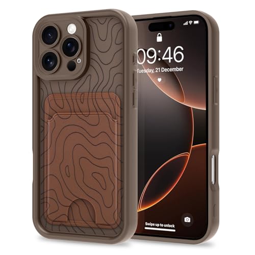 MZELQ Kompatibel mit iPhone 16 Pro Max Hülle Silikon Kartenhalter Cute Pattern Wave Ripple Cover für Mädchen Frauen Braun MZELQ Kompatibel mit iPhone 16 Pro Max Hülle Silikon Kartenhalter Cute Pattern Wave Ripple Cover für Mädchen Frauen Braun von MZELQ