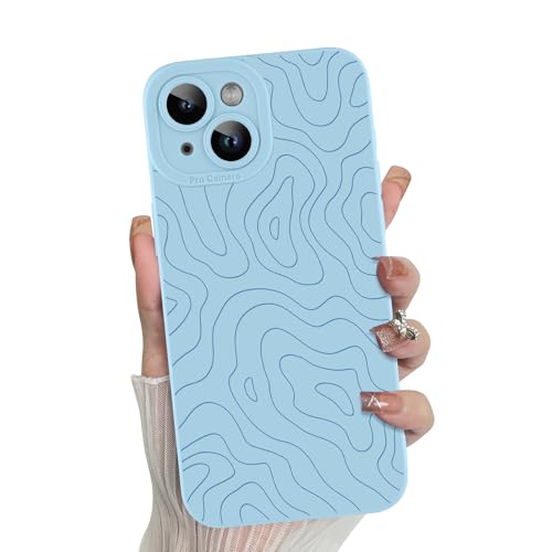 MZELQ Schutzhülle für iPhone 13, Silikon, Wellen, geriffelt, niedliches Muster, Kameraschutz, weiche, schlanke Handyhülle für Mädchen und Frauen, Blau MZELQ Schutzhülle für iPhone 13, Silikon, Wellen, geriffelt, niedliches Muster, Kameraschutz, weiche, schlanke Handyhülle für Mädchen und Frauen, Blau von MZELQ