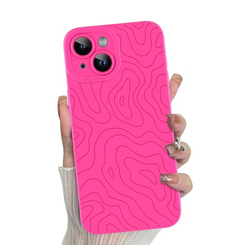 MZELQ Schutzhülle für iPhone 13, Silikon, Wellen, geriffelt, niedliches Muster, Kameraschutz, weiche, schlanke Handyhülle für Mädchen und Frauen, Hot Pink MZELQ Schutzhülle für iPhone 13, Silikon, Wellen, geriffelt, niedliches Muster, Kameraschutz, weiche, schlanke Handyhülle für Mädchen und Frauen, Hot Pink von MZELQ