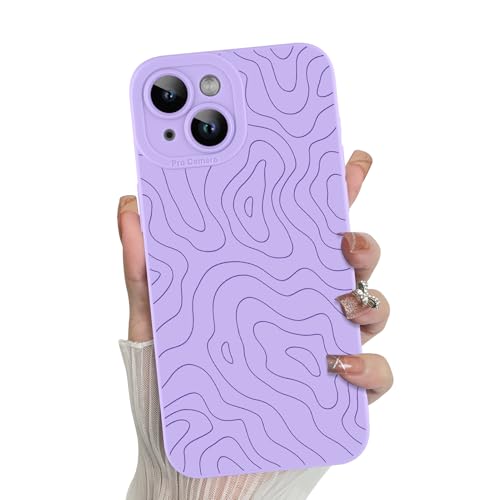 MZELQ Schutzhülle für iPhone 13, Silikon, Wellen, geriffelt, niedliches Muster, Kameraschutz, weiche, schlanke Handyhülle für Mädchen und Frauen, Violett MZELQ Schutzhülle für iPhone 13, Silikon, Wellen, geriffelt, niedliches Muster, Kameraschutz, weiche, schlanke Handyhülle für Mädchen und Frauen, Violett von MZELQ