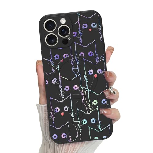 MZELQ Schutzhülle für iPhone 13 Pro, Silikon, Glitzer, Katze, niedliches Muster, magnetische Unterstützung für MagSafe Ganzkörperschutz für iPhone 13 Pro Hülle von MZELQ