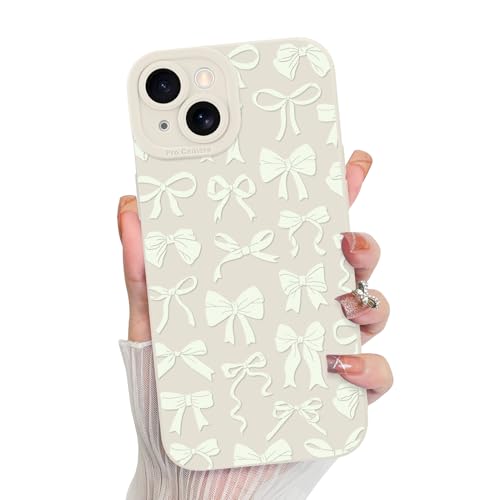 MZELQ Schutzhülle für iPhone 15, Silikon, Schleife, niedliches Muster, Kameraschutz, weiche, schlanke Handyhülle für Mädchen und Frauen, Weiß MZELQ Schutzhülle für iPhone 15, Silikon, Schleife, niedliches Muster, Kameraschutz, weiche, schlanke Handyhülle für Mädchen und Frauen, Weiß von MZELQ
