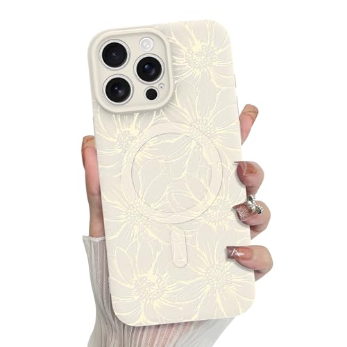 MZELQ Schutzhülle für iPhone 16 Pro Max, Silikon, Weiß, Blumenmuster, niedliches Muster, magnetisch, kompatibel mit MagSafe Sonnenblumen, Kameraschutz, Handyhülle MZELQ Schutzhülle für iPhone 16 Pro Max, Silikon, Weiß, Blumenmuster, niedliches Muster, magnetisch, kompatibel mit MagSafe Sonnenblumen, Kameraschutz, Handyhülle von MZELQ