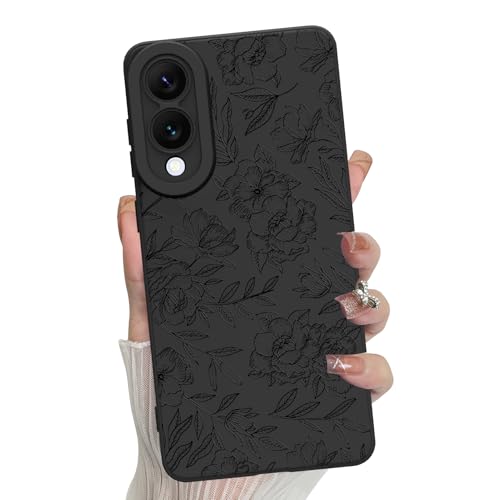 MZELQ Silikon-Schutzhülle für Samsung Galaxy S25 Edge, Blumenmuster, niedliches Muster, Kameraschutz, weiche, schlanke Handyhülle für Mädchen und Frauen, Schwarz MZELQ Silikon-Schutzhülle für Samsung Galaxy S25 Edge, Blumenmuster, niedliches Muster, Kameraschutz, weiche, schlanke Handyhülle für Mädchen und Frauen, Schwarz von MZELQ