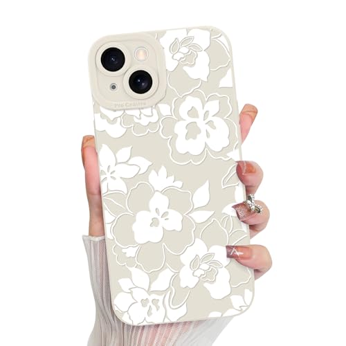 MZELQ Silikon-Schutzhülle für iPhone 14, Rose, Blume, niedliches Muster, Kameraschutz, weiche, schlanke Handyhülle für Mädchen und Frauen, Weiß MZELQ Silikon-Schutzhülle für iPhone 14, Rose, Blume, niedliches Muster, Kameraschutz, weiche, schlanke Handyhülle für Mädchen und Frauen, Weiß von MZELQ