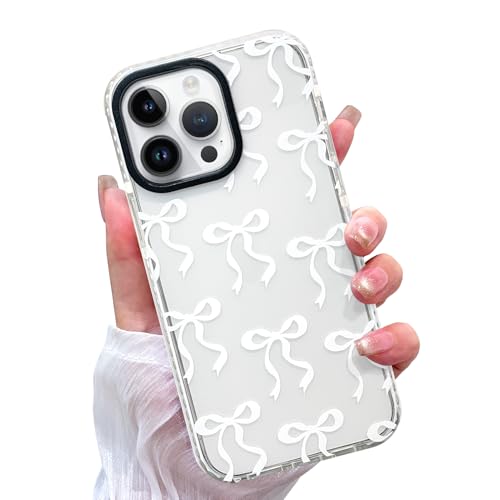 MZELQ Transparente Hülle, kompatibel mit iPhone 14 Pro Max für Mädchen und Frauen, niedliche Schleife, Schleife, schlank, Kristall, transparent, weiches TPU, Schutz, Rückseite für 14 Pro Max, Weiß MZELQ Transparente Hülle, kompatibel mit iPhone 14 Pro Max für Mädchen und Frauen, niedliche Schleife, Schleife, schlank, Kristall, transparent, weiches TPU, Schutz, Rückseite für 14 Pro Max, Weiß von MZELQ