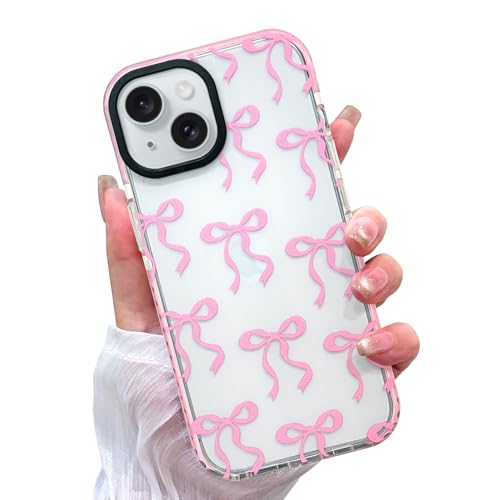 MZELQ Transparente Schutzhülle, kompatibel mit iPhone 14, für Mädchen und Frauen, niedliche Schleife, schlank, transparent, weiches TPU, Schutzhülle für iPhone 14, Rosa MZELQ Transparente Schutzhülle, kompatibel mit iPhone 14, für Mädchen und Frauen, niedliche Schleife, schlank, transparent, weiches TPU, Schutzhülle für iPhone 14, Rosa von MZELQ