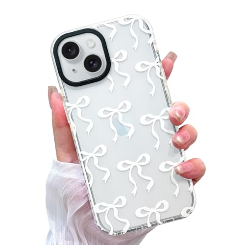 MZELQ Transparente Schutzhülle, kompatibel mit iPhone 14, für Mädchen und Frauen, niedliche Schleife, schlank, transparent, weiches TPU, Schutzhülle für iPhone 14, Weiß MZELQ Transparente Schutzhülle, kompatibel mit iPhone 14, für Mädchen und Frauen, niedliche Schleife, schlank, transparent, weiches TPU, Schutzhülle für iPhone 14, Weiß von MZELQ