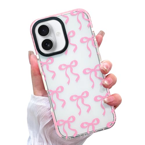 MZELQ Transparente Schutzhülle, kompatibel mit iPhone 16, für Mädchen und Frauen, niedliche Schleife, schlank, transparent, weiches TPU, Schutzhülle für iPhone 16, Rosa MZELQ Transparente Schutzhülle, kompatibel mit iPhone 16, für Mädchen und Frauen, niedliche Schleife, schlank, transparent, weiches TPU, Schutzhülle für iPhone 16, Rosa von MZELQ