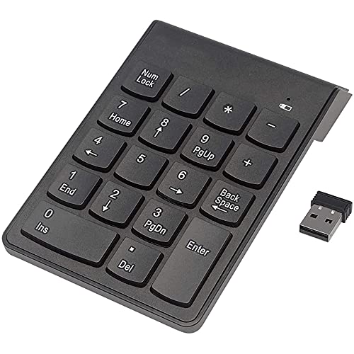 MZFANG Ziffernblock, kabellose Digital-Tastatur, Numpad, 18 Tasten, mit Bluetooth, ultradünn, USB 2.4G, für Mac, Desktop und Laptop, Schwarz von MZFANG