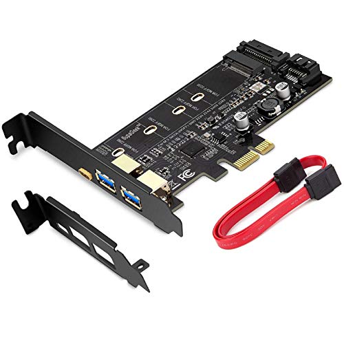 MZHOU PCI-E auf USB 3.0 PCI Express Karte inkl. 1 USB C und 2 USB A Ports, zum Hinzufügen von M.2 SATA III SSD Geräten zu PC oder Motherboard durch M.2 SATA auf PCIe 3.0 Adapterkarte von MZHOU