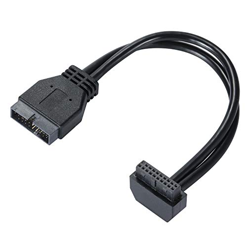 MZHOU SATA USB 3.0 19-poliges Motherboard VerläNgerungskabel Von Stecker Zu Buchse 20 cm Hochgeschwindigkeitsanschluss (Schwarz) Abwärts von MZHOU