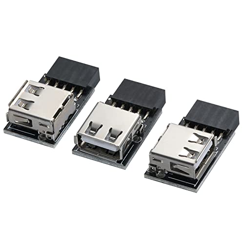 MZHOU USB 2.0 9-Pin/10-Pin Frontpanel Header USB 9-Pin auf Typ A Adapter x3, unterstützt Mac Linux/WindowXP/WIN7/ WIN8/ WIN10 von MZHOU