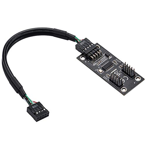 MZHOU USB 2.0 Splitter 9PIN Dual 9PIN Hub Adapter Card, Mainboard USB Splitter FE1.1S Control Board High Performance, USB Splitter 1 zu 2 für PC - 7" USB Y Splitter von MZHOU