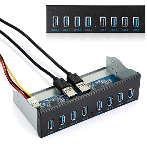 MZHOU USB 3.0 19PIN 8-Port Optisches Laufwerk Bay Panel,5.25 Zoll PC Frontplatte USB 3.0 19PIN Motherboard-Schnittstelle für Erweiterung USB 3.0 HUB Computer Frontplatte mit 15Pin SATA-Stromkabel. MZHOU USB 3.0 19PIN 8-Port Optisches Laufwerk Bay Panel,5.25 Zoll PC Frontplatte USB 3.0 19PIN Motherboard-Schnittstelle für Erweiterung USB 3.0 HUB Computer Frontplatte mit 15Pin SATA-Stromkabel. von MZHOU