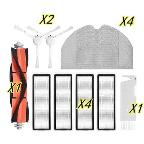 MZTZHVNVGK Komplettes Teileset for Mijia 1 C Mi Roboter-Staubsauger SKV4093GL, Mittelrolle, Seitenbürste, Hepa-Filter, Wischtuch, Rad(Set B) von MZTZHVNVGK