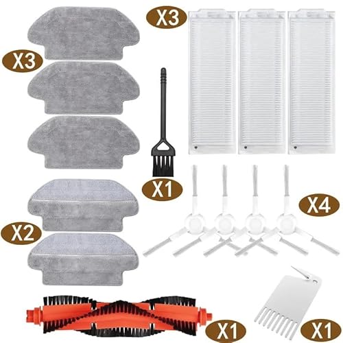 MZTZHVNVGK Teile for Staubsauger, Hauptrolle + Seitenbürste + Luftfilter + Wischtuch for Mop-P STYTJ02YM(Light Grey) von MZTZHVNVGK