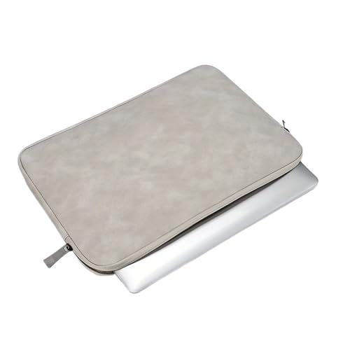 Laptop-SchutzhüLle 11 13 14 15 Zoll Laptop PU Leder Schutzhülle Tablet Tasche Computer Tasche Fall Aufbewahrungstaschen Schlanke Laptophülle(Light Gray,15.6inch) von MZYFDC