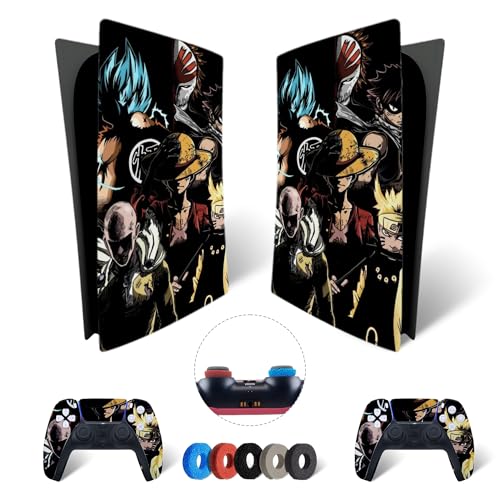 MaD Vision® Extra-Haltbares Skin-Set aus Vinyl für PS5 Digital + 5 Paar Aiming Rings | Kratzfestes Aufkleber-Set für Playstation 5 + 2 Controllers – für Anime Design von MaD Vision