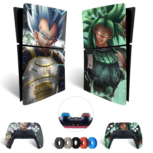 MaD Vision® Extra-Haltbares Skin-Set aus Vinyl für PS5 Digital + 5 Paar Aiming Rings | Kratzfestes Aufkleber-Set für Playstation 5 + 2 Controllers – für Dragon Ball Design von MaD Vision