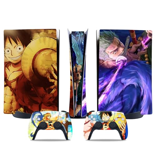 MaD Vision® Extra-Haltbares Skin-Set aus Vinyl für PS5 Digital + 5 Paar Aiming Rings | Kratzfestes Aufkleber-Set für Playstation 5 + 2 Controllers – für One Piece Manga Design von MaD Vision