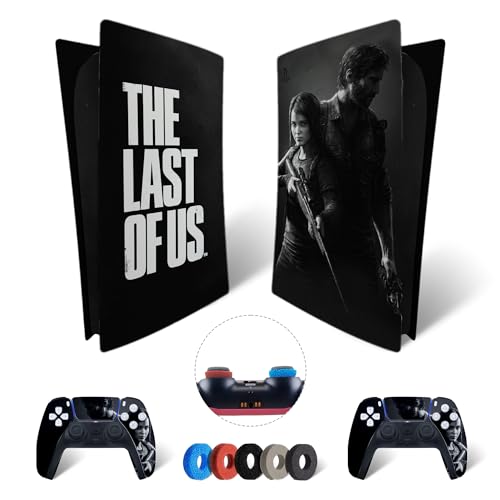 MaD Vision® Extra-Haltbares Skin-Set aus Vinyl für PS5 Digital + 5 Paar Aiming Rings | Kratzfestes Aufkleber-Set für Playstation 5 + 2 Controllers – für The Last of Us Design von MaD Vision