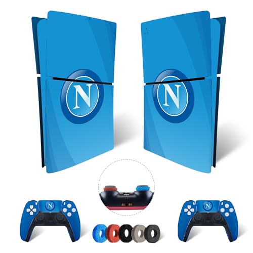 MaD Vision® Extra-Haltbares Skin-Set aus Vinyl für PS5 Digital Slim + 5 Paar Aiming Rings | Kratzfestes Aufkleber-Set für Playstation 5 + 2 Controllers – für Napoli Design von MaD Vision