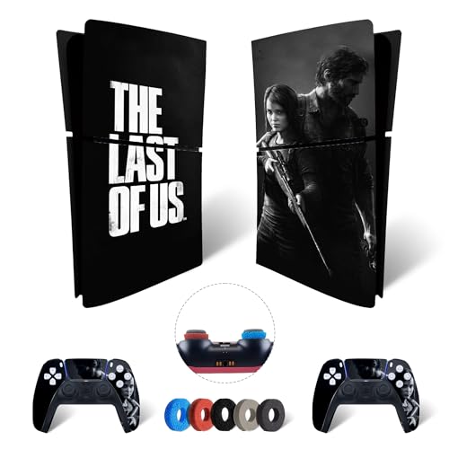 MaD Vision® Extra-Haltbares Skin-Set aus Vinyl für PS5 Digital Slim + 5 Paar Aiming Rings | Kratzfestes Aufkleber-Set für Playstation 5 + 2 Controllers – für The Last of Us Design von MaD Vision