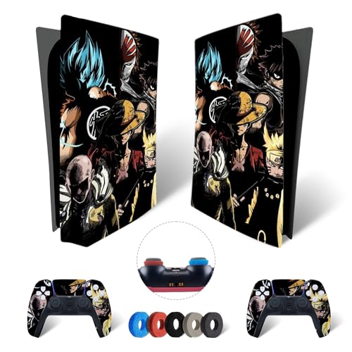 MaD Vision® Extra-Haltbares Skin-Set aus Vinyl für PS5 Disc + 5 Paar Aiming Rings | Kratzfestes Aufkleber-Set für Playstation 5 + 2 Controllers – für Anime Design von MaD Vision