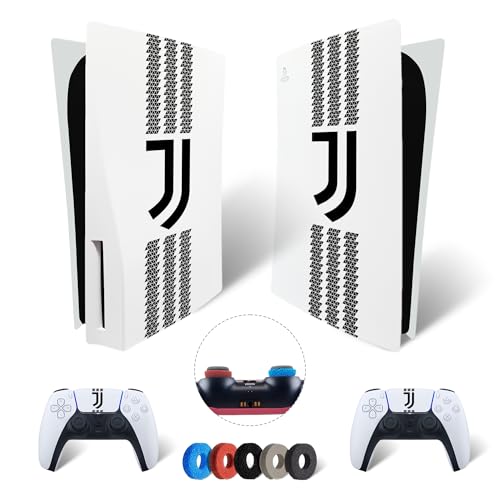 MaD Vision® Extra-Haltbares Skin-Set aus Vinyl für PS5 Disc + 5 Paar Aiming Rings | Kratzfestes Aufkleber-Set für Playstation 5 + 2 Controllers – für Juventus Design von MaD Vision