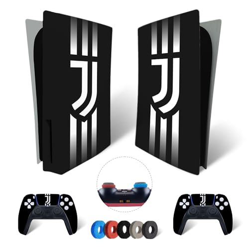 MaD Vision® Extra-Haltbares Skin-Set aus Vinyl für PS5 Disc + 5 Paar Aiming Rings | Kratzfestes Aufkleber-Set für Playstation 5 + 2 Controllers – für Juventus Design von MaD Vision