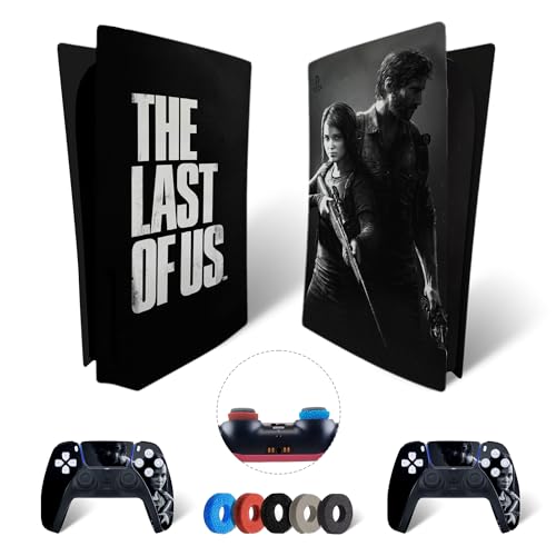MaD Vision® Extra-Haltbares Skin-Set aus Vinyl für PS5 Disc + 5 Paar Aiming Rings | Kratzfestes Aufkleber-Set für Playstation 5 + 2 Controllers – für The Last of Us Design von MaD Vision