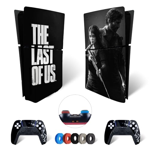MaD Vision® Extra-Haltbares Skin-Set aus Vinyl für PS5 Disc Slim + 5 Paar Aiming Rings | Kratzfestes Aufkleber-Set für Playstation 5 + 2 Controllers – für The Last of Us Design von MaD Vision