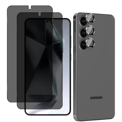 MaEiol Sichtschutz für Samsung Galaxy S24 Plus 2*Schutzfolie Gehärtete Glas Displayschutz und 3*HD Kameraschutz, Anti-Spähen Displayschutz Blickschutzfolie, [Entsperrung per Fingerabdruck kompatibel] von MaEiol