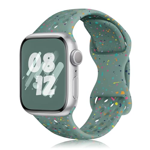 MaEiol Sport Armband für Apple Watch Armband 41mm 40mm 38mm / Apple Watch Series 10 42mm, Atmungsaktiv Weich Silikon Armband, Armbänder für Apple Watch SE/Series 10 9 8 7 6 5 4 3 2 1, Grün von MaEiol